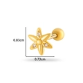 Golden flower cartilage piercing stud with tiny zircons and dimensions 0.83cm x 0.73cm - Three-Gem Flower (0186-3# Gold) / Gold