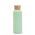 Mint green 304 stainless steel insulated water bottle with a natural bamboo lid - Matte Light Green