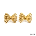 Orecchini a perno in acciaio inossidabile placcato oro con design a fiocco 3D - Oro (KD3372)