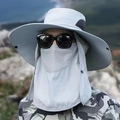 Outdoor-Sonnenhut-Detail mit abnehmbarem Nackenschutz und atmungsaktiver Gesichtsmaske - Einheitsgröße / Hellgrau