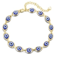 Minimalist evil eye anklet with 13 blue beads and S925 golden finish for beach wear - Gold Blue Bracelet