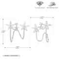 Vista dettagliata dell'orecchino a clip in argento S925 con dimensioni e zirconi 5A - Argento 925 placcato oro bianco / Argento