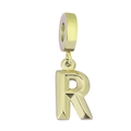 Polished gold titanium steel letter R pendant charm for DIY jewelry bracelets - Letter R