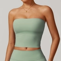 Ensemble haut de sport bustier vert sauge et legging yoga à taille haute mat - Vert Basilic