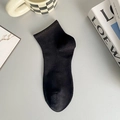 Men's breathable mesh cotton crew sock in solid black finish with ribbed cuffs - One Size / Black