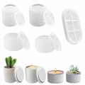 Silicone mold set for striped jars and oval trays used for DIY resin and plaster crafts - 4 Storage Jars + Tray