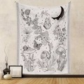 Böhmischer schwarz-weißer Wandteppich mit Schmetterling und Pilz für die Wand - 73X95CM Gebürsteter Stoff / Schwarzweiß Schmetterling Pilz