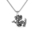 Silver punk style Chinese dragon pendant necklace made of high quality stainless steel - Flying Dragon / Silver