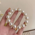 Elegante elastico per capelli con perle bianche e perline dorate in stile vintage - Stile Perlato