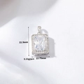 Macro shot of a rectangular purple zircon pendant with size specs and dimensions - Rectangular Clear Large Stone Halo Style (H-12006) / Silver