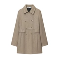 Klassieke lichtbruine double-breasted korte jas met revers en klepzakken voor dames - XS / Khaki