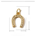 Detailed dimension drawing of a gold horseshoe pendant with zircon inlay for necklaces - Horseshoe Shape