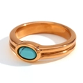 Thin Striped Oval Turquoise Ring (Size 6)