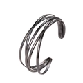 Chic multi-layered hollow open bangle set for women in gun black metallic finish - Gun Black Multi-loop Hollow Open Bangle (10956)