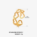 Adjustable golden heart-shaped ring in stainless steel with 1.7cm hollow design - Hollow Heart Style(ZN477G) / Gold