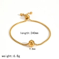 18k gold plated stainless steel bracelet with 9.8mm round bead and adjustable slide clasp - Gold Ball Sliding Bracelet (TB3444-G)