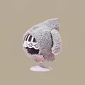 Grey plush earflap hat for kids with yellow button detail and knitted warm lining - Pointed Hat With Long Ears Covering The Face Grey (2 Months - 2 Years Old)