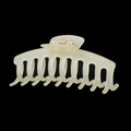 Close-up of matte translucent beige hair claw clip with strong metal spring - 11CM/Yellow/Jelly Matte/Bulk