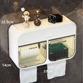 White double-compartment wall-mounted tissue box with translucent doors, 37cm x 22.5cm - Double Row Tissue Box / White