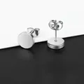 Minimalist silver round disk stud earrings made of durable 316L stainless steel - Silver 8mm Pair