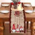 Runner da tavola natalizio con venature del legno e gnomi per decorazione festiva - 181x35.5cm / Gnomo con venature del legno di Natale