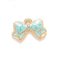 Mint green marble enamel bow pendant with gold plating for DIY jewelry making - Blue