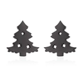 Pendientes minimalistas de árbol de Navidad en acero inoxidable negro con reflejo - Negro