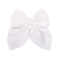 White floral jacquard bow hair clip with double-layered chiffon fabric and duckbill clip - White