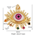 Goldener runder böser Blick Anhänger mit rosa Iris und bunten Kristallen für DIY Schmuck - Rosa Augenförmiger Anhänger