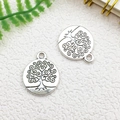 Silver tree of life circular alloy pendant for DIY bracelets and jewelry making - Round Small Tree of Life (15x18mm)