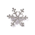 Sparkling silver snowflake brooch with clear rhinestones for Christmas accessory - Silver Full Rhinestone