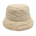 Sombrero de pescador acolchado beige minimalista con relleno geométrico para el invierno - M (56-58cm) / Beige