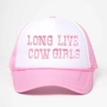 Cappello trucker rosa e bianco con ricamo Long Live Cowgirls e cinturino regolabile - Taglia unica / Rosa