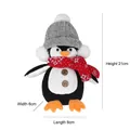 Sitting penguin plush gnome with grey knitted hat and red snowflake scarf, height 21cm - Grey Round Hat Penguin