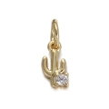 Pendentif cactus doré avec zircon pour la création de bijoux bracelets et colliers - Pendentif Design Cactus Doré Zircon