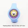 Luminous blue silicone wristband for kids with a cute cartoon lion and LED flashing lights - Light-up Version / Blue Lion