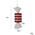 Decorazione natalizia a forma di caramella a righe bianche e rosse con glitter bianchi - Caramella Quadrata a Strisce Stile C