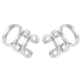 Close-up of minimalist triple-layered silver ear cuffs with smooth polished finish - Silver Triple Layer C-Shape Ear Cuff