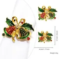 Christmas bell napkin ring with gold alloy base and red green enamel rhinestone bow - Christmas Bell (78)