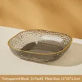 Square transparent black hammered fruit plate with gold rim detail, 15x15x3.3cm size - 1 Piece / Transparent Black