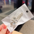 Sparkling silver four-leaf clover hair clip with crystals and shimmering rhinestones - Silver Crystal Four-Petal Flower