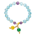 Blue crackle crystal bead bracelet with purple accents and yellow tassel for girls - Colorful Bead Style 3 / Sky Blue