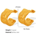 Orecchini a C dorati in acciaio inossidabile con texture irregolare, 21mm per 16,7mm - EH379 Oro