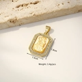 Rectangle gold-plated pendant with carved yellow shell and diamond accents 1.8x1.4cm - Warrior (Yellow Carved Shell)