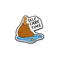 Cute Capybara enamel pin with 'SELF CARE TIME' text for backpack decoration - Self Care Time - Bathing
