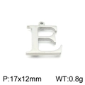 Polished silver stainless steel letter E pendant charm for necklaces, size 17x12mm - Letter E (KLJ1412-Z) / Steel