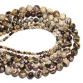 Natural round stone beads for DIY jewelry making in earthy brown and beige tones - 4mm Approx 93pcs / Australian Zebra Jasper