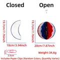 Detailed view of honeycomb paper ball with dimensions and setup clip for Independence Day - 20cm Red White Blue Honeycomb Ball