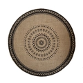 Round jute woven placemat featuring a black mandala pattern on a clean white background - No Tassels Black Mandala