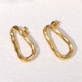 Pendientes ovalados irregulares dorados con textura martillada de estilo minimalista - Estilo Ovalado Irregular (ER001) / Dorado